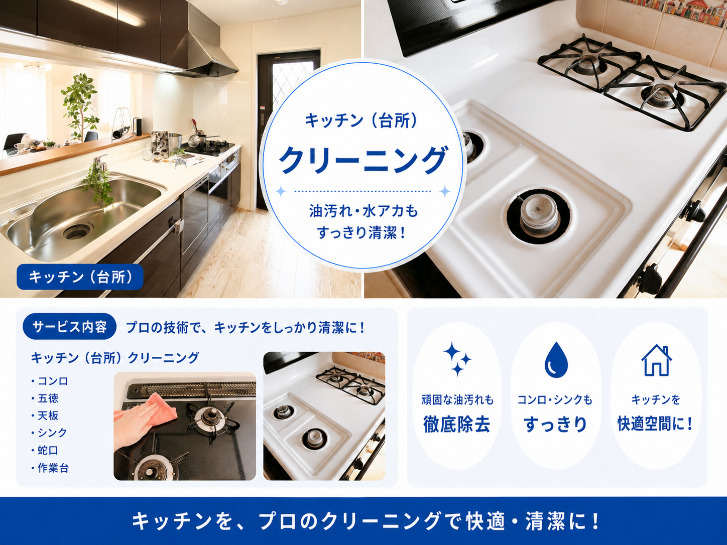 船橋市のキッチンクリーニングでシンク水垢と油汚れを洗浄